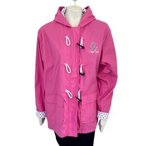 NEW RITCHIES SPORTSWEAR Cape Cod Hooded Toggle Raincoat in Bubblegum Pink SZ XL